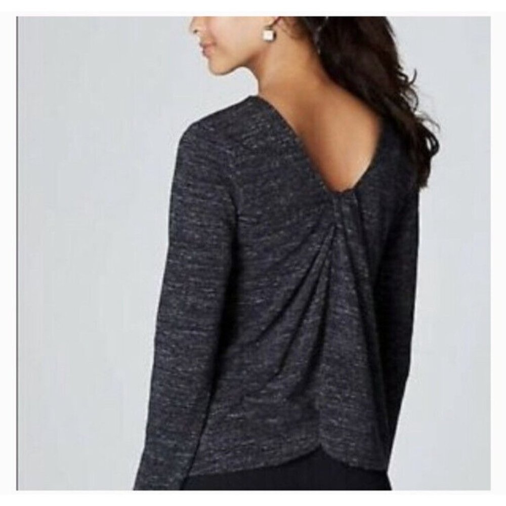 J. JILL PureJill Twist Knot Back Long sleeve Charcoal Gray Top sz Small